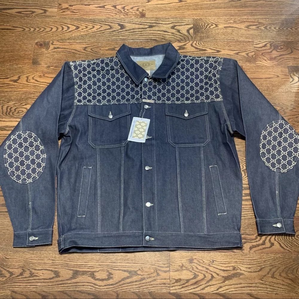 NWT VINTAGE GENUINE COLLECTION Y2K DENIM JACKET Blue And White MENS SIZE 3XL